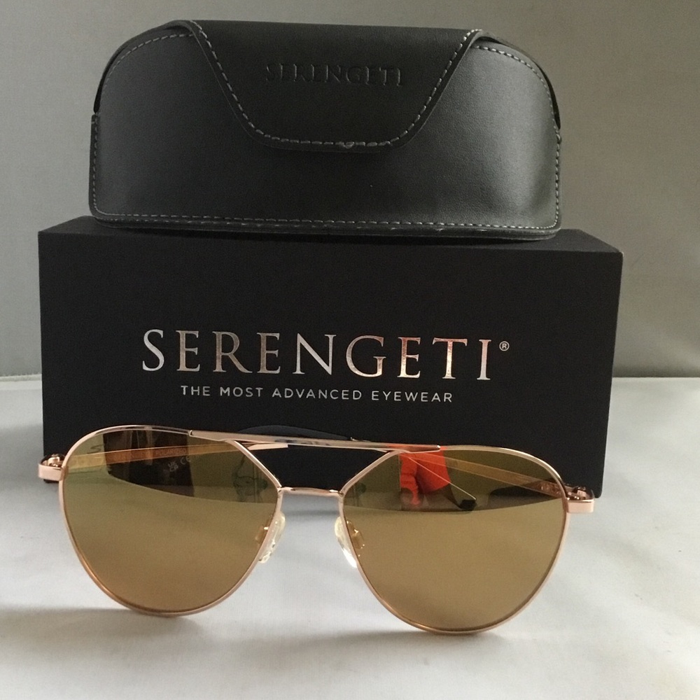 Serengeti Odell Men’s Gold Frame with Brown-Gold Lenses Aviator Sunglasses